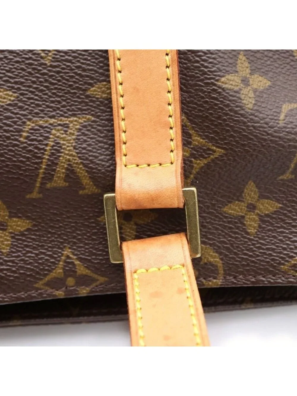 Louis Vuitton Monogram Cabas Piano Leather Tote Brown